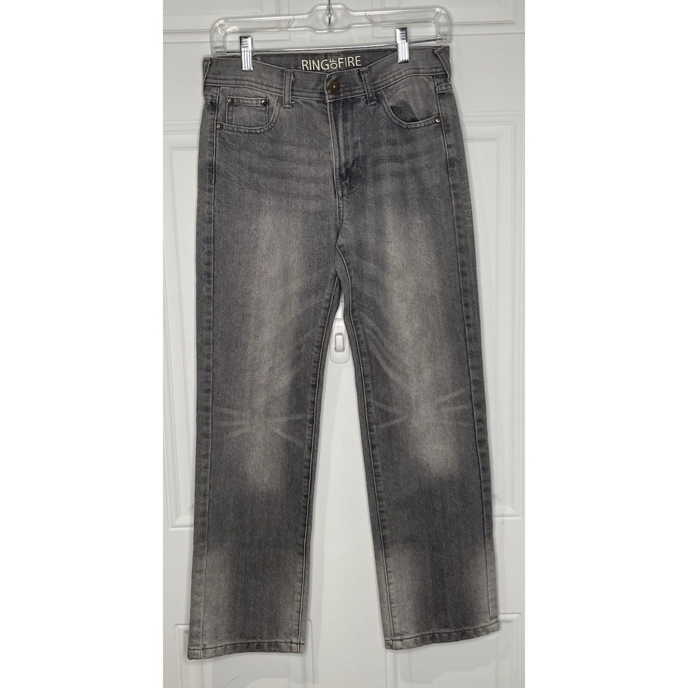 Ring of Fire Boys Size 16 Gray Slim Denim Jeans Straight Leg Mid Rise